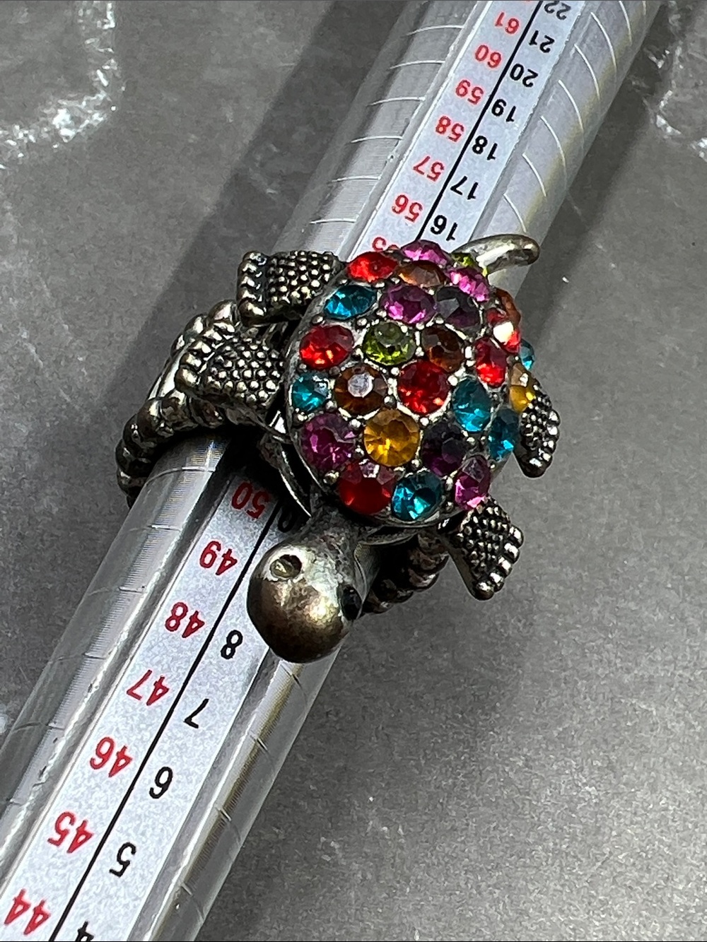 Vintage Rhinestone Turtle Ring